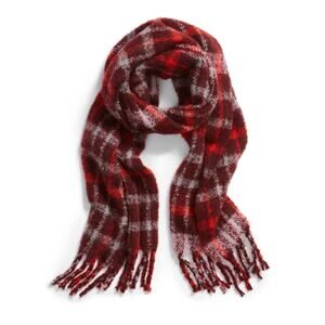 Something Navy Plaid Check Chunky Knit Blanket Scarf
